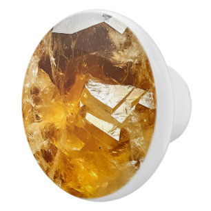 Citrine Yellow Gem Pattern Ceramic Knob