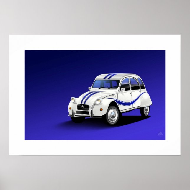 Citroen 2CV Beachcomber Poster Illustration (Front)