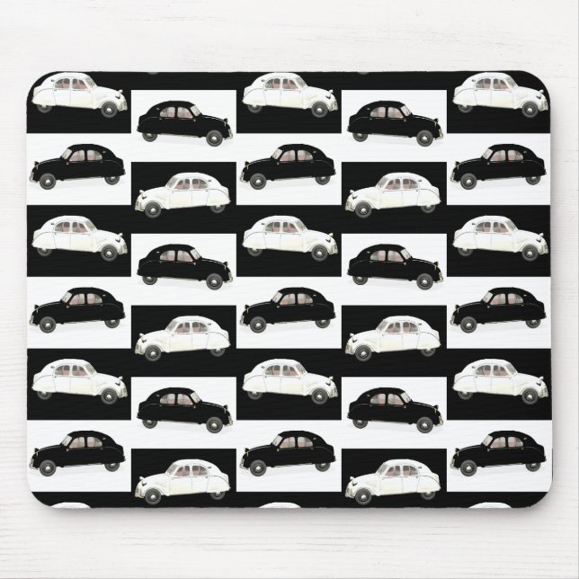 Citroen 2CV Black White Mouse Mat (Front)