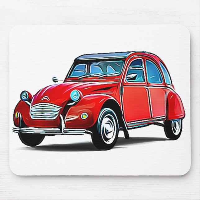 Citroen 2CV Cartoon Mouse Mat (Front)