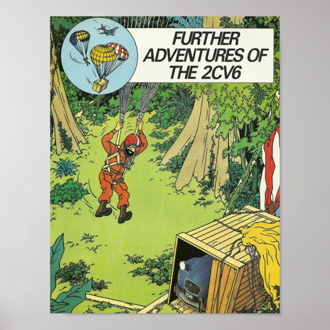 Citroen 2cv Classic vintage poster, retro design Poster (Front)