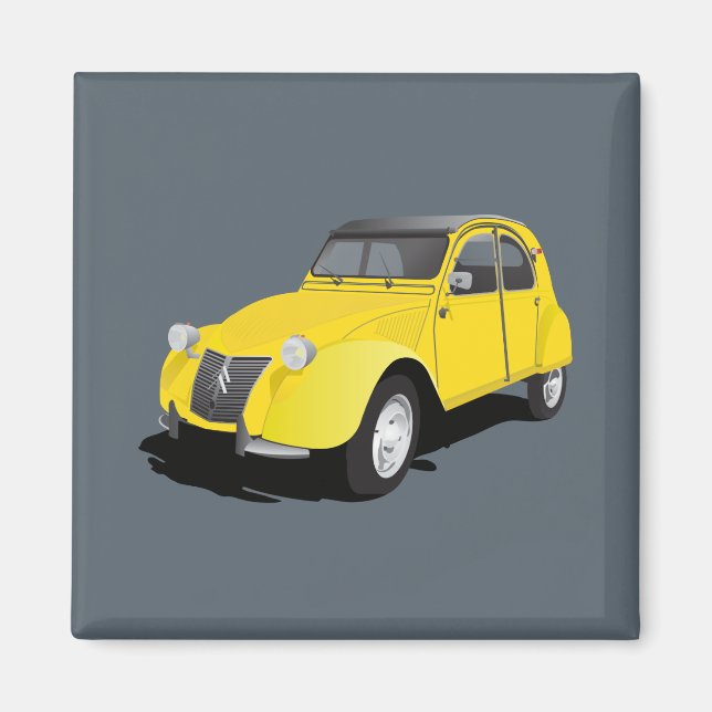 Citroën 2CV (deux chevaux) yellow Magnet (Front)