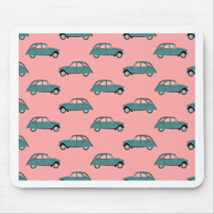 Citroen 2CVs - Green on Pink - Cars Mouse Mat