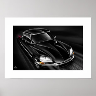 Citroen DS "At Speed 2" Illustrated Poster