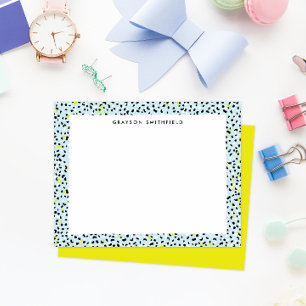 Citron Aqua Snow Leopard Print Personal Stationery Invitation