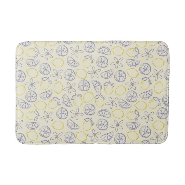 Citron Doodle Pattern Bath Mat (Front)
