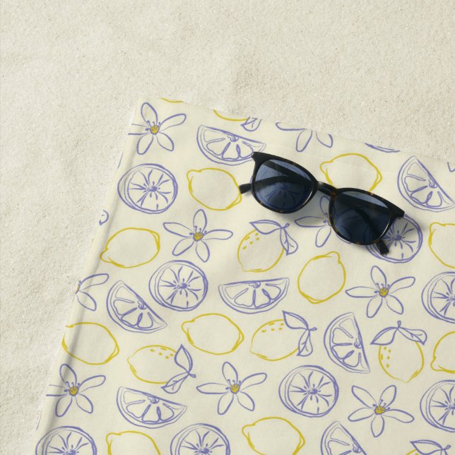 Citron Doodle Pattern Beach Towel (In Situ)