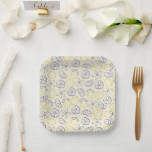 Citron Doodle Pattern Paper Plates