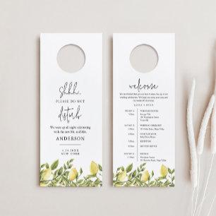 CITRON Lemon Wedding Do Not Disturb Welcome Letter Door Hanger