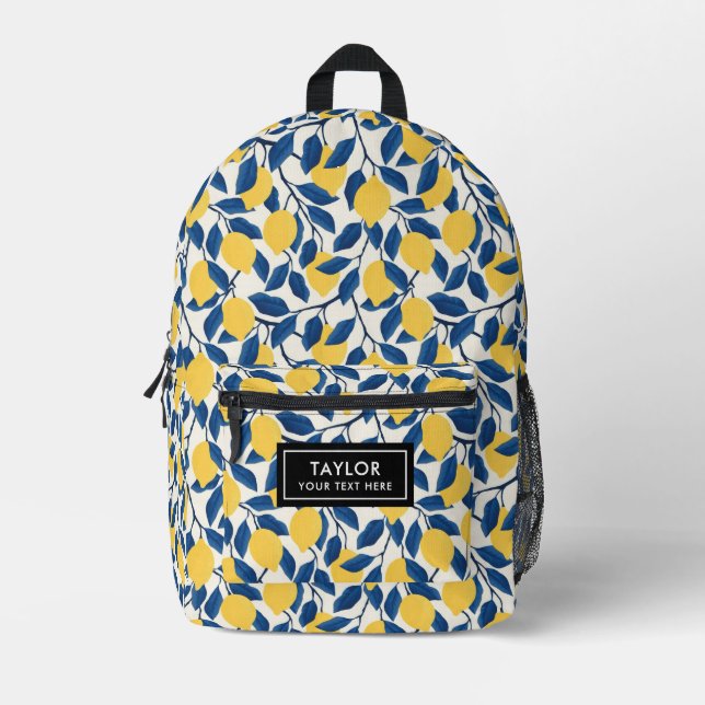Citrons Pattern Ivory Color Printed Backpack (Front)