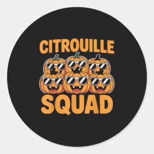 Citrouille Squad Cool Pumpkin Funny Halloween Desi Classic Round Sticker