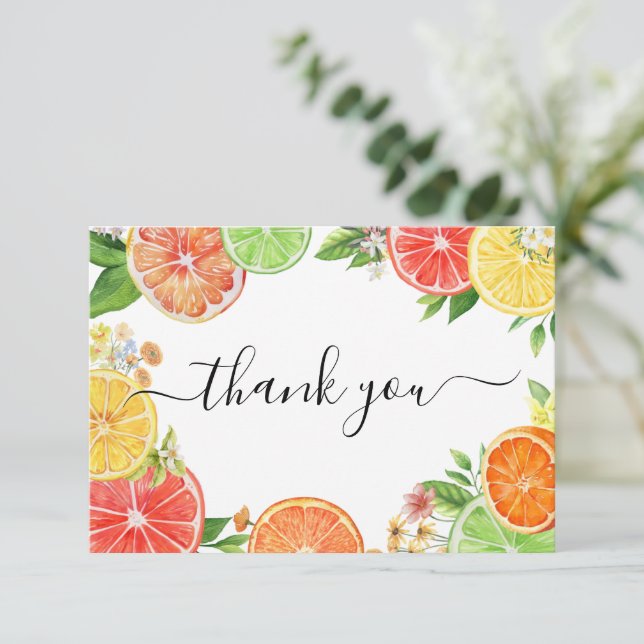 Citrus A Little Cutie Baby Shower  Thank You Card (Standing Front)