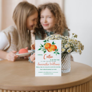 Citrus A Little Cutie is on the Way Baby Shower Invitation