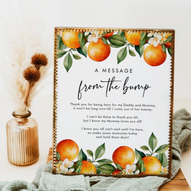 Citrus A Message from the Bump Baby Shower Sign (Creator Uploaded)