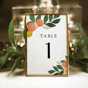 Citrus and Greenery  Table Number