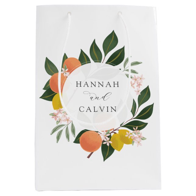 Citrus and Greenery Wedding Medium Gift Bag (Front)