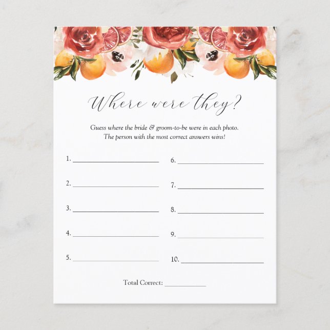 Citrus and Greenery Where Were They Game (Front)