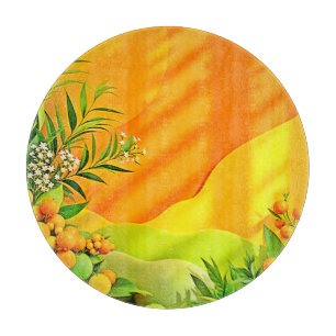 Citrus and Leaves Graphic Cutting Board