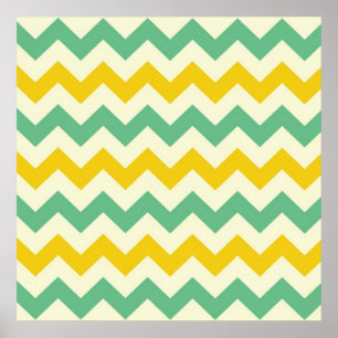 Citrus and Lime Chevron Zigzags Yellow Green Poster
