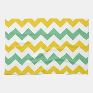 Citrus and Lime Chevron Zigzags Yellow Green Tea Towel