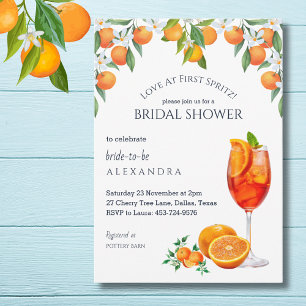 Citrus Aperol Love at First Spritz Bridal Shower Invitation