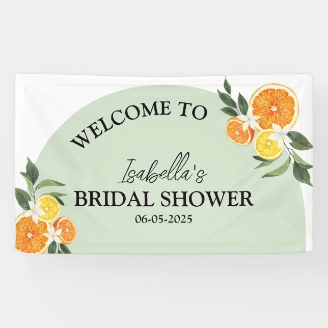 Citrus Arch Welcome Greenery Lemon Bridal Shower Banner (Horizontal)