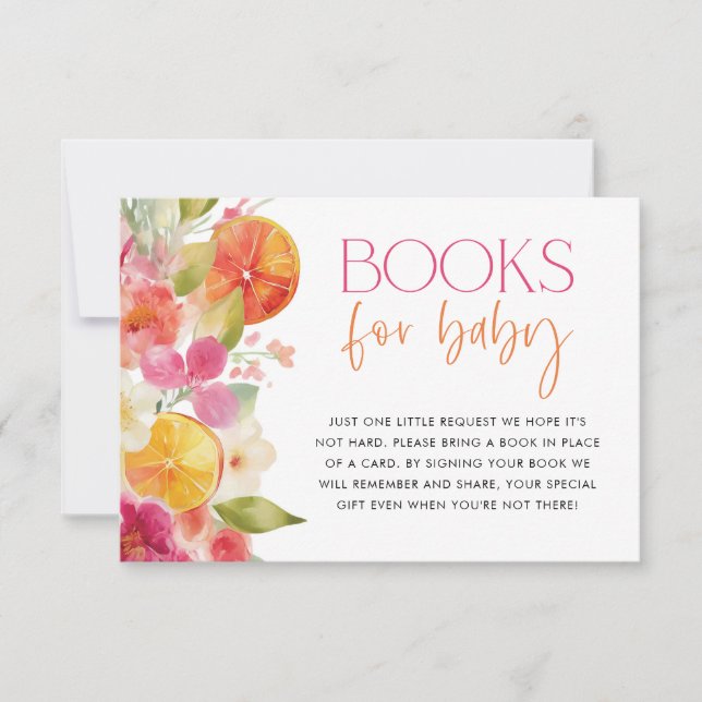 Citrus Baby Shower Books for Card Bright Orange (Front)