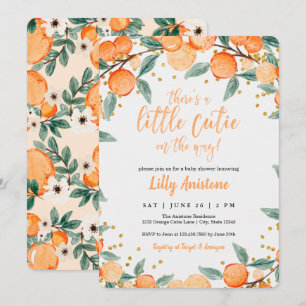 Citrus Baby Shower Botanical Orange Little Cutie Invitation