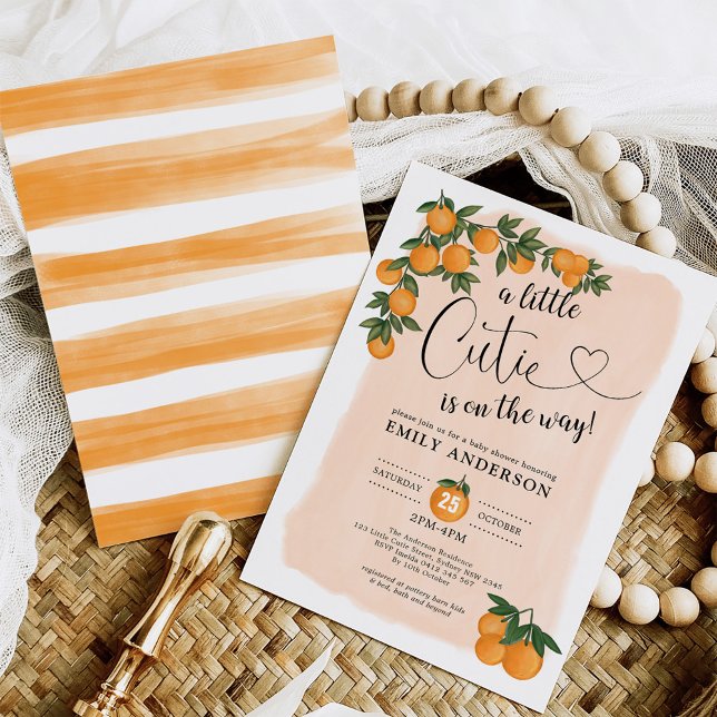 Citrus Baby Shower Botanical Orange Little Cutie Invitation (Creator Uploaded)