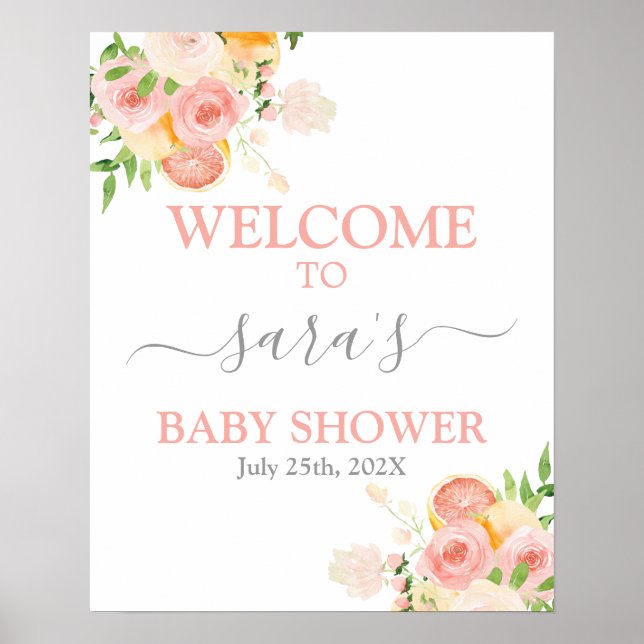 Citrus Baby Shower Girl Welcome sign (Front)