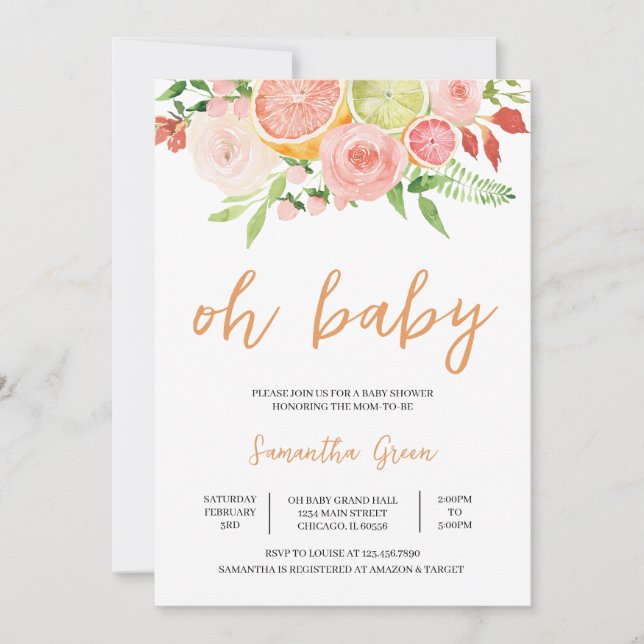 Citrus Baby Shower Invitation (Front)