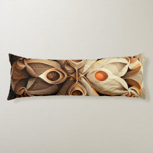 Citrus Beige Brown Ornamental Plaid Decor Pattern Body Cushion