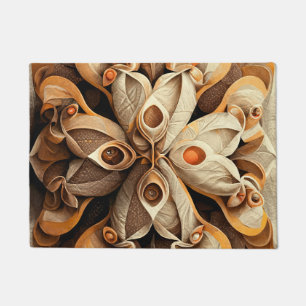 Citrus Beige Brown Ornamental Plaid Decor Pattern Doormat
