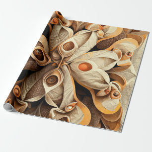 Citrus Beige Brown Ornamental Plaid Decor Pattern Wrapping Paper