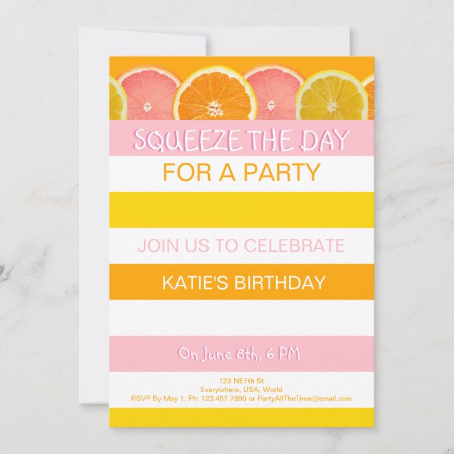 Citrus Birthday Invitation (Front)