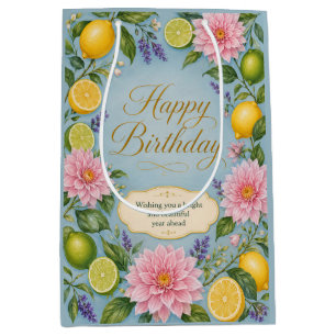Citrus Bloom Birthday Celebration Medium Gift Bag