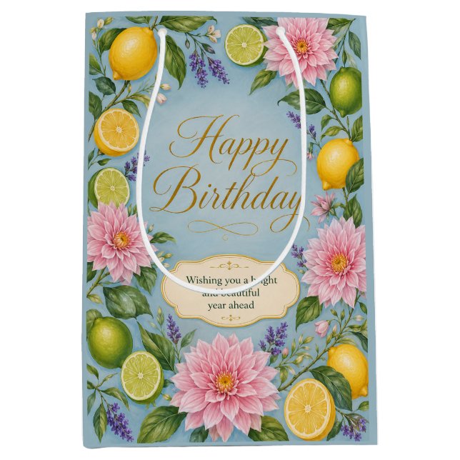 Citrus Bloom Birthday Celebration Medium Gift Bag (Front)