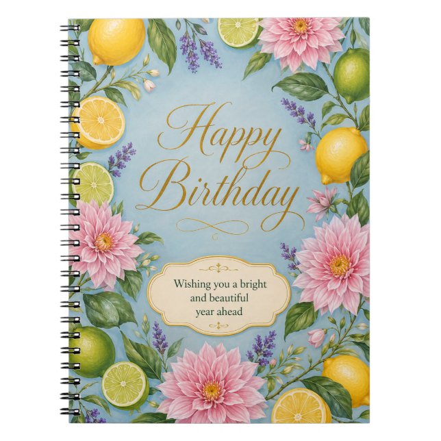 Citrus Bloom Birthday Celebration Notebook (Front)