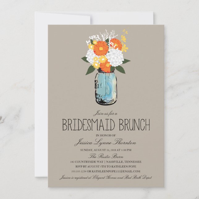 Citrus Bloom Mason Jar | Bridesmaid Brunch Invitation (Front)