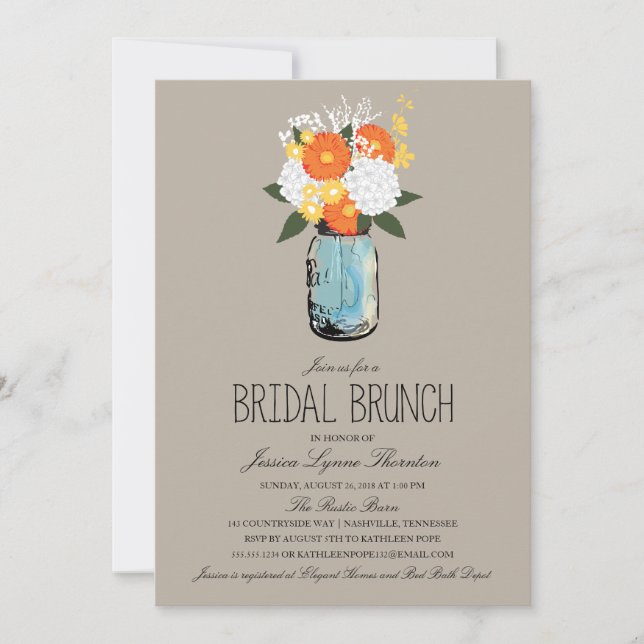 Citrus Bloom Mason Jar | Bridesmaid Brunch Invitation (Front)