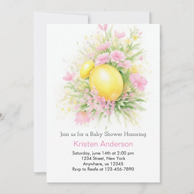 Citrus Blossom Meadow Girl Baby Shower Invitation (Front)