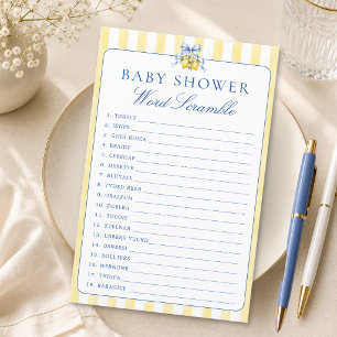 Citrus Blue Bow Baby Shower Word Scramble Game