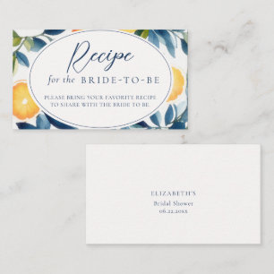 Citrus Blue Brunch Bridal Shower Bring Recipe Enclosure Card