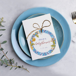 Citrus Blue Yellow Lemon Amalfi Coast Baby Shower Favour Tags