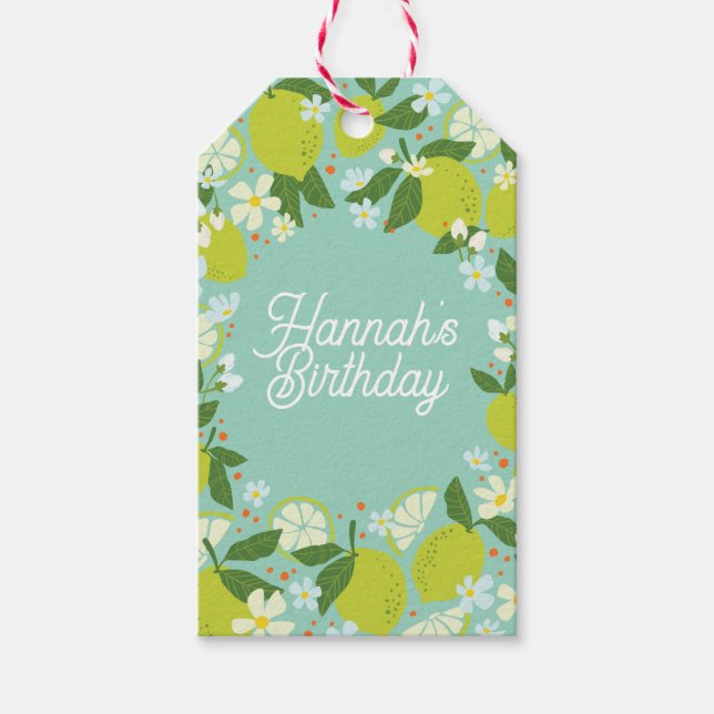 Citrus Botanical Custom Birthday Gift Tag (Front)