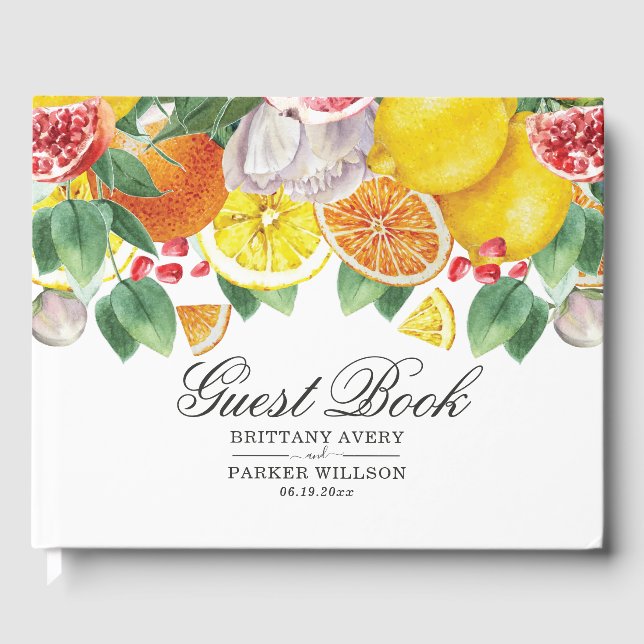 Citrus Botanical Wedding Guest Book (Front)