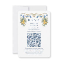 Citrus Botanical Wedding QR Code RSVP Card