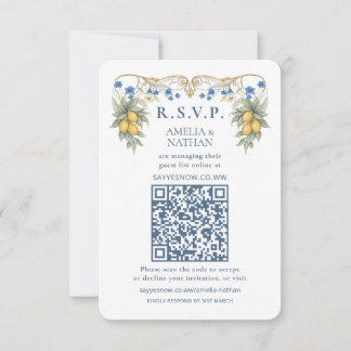 Citrus Botanical Wedding QR Code RSVP Card