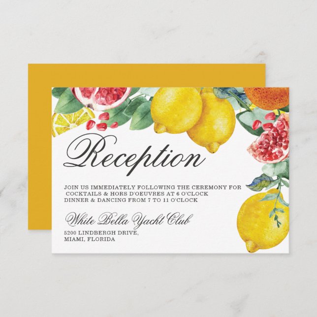 Citrus Botanical Wedding Reception Invitation (Front/Back)