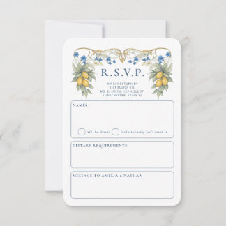 Citrus Botanical Wedding RSVP Card